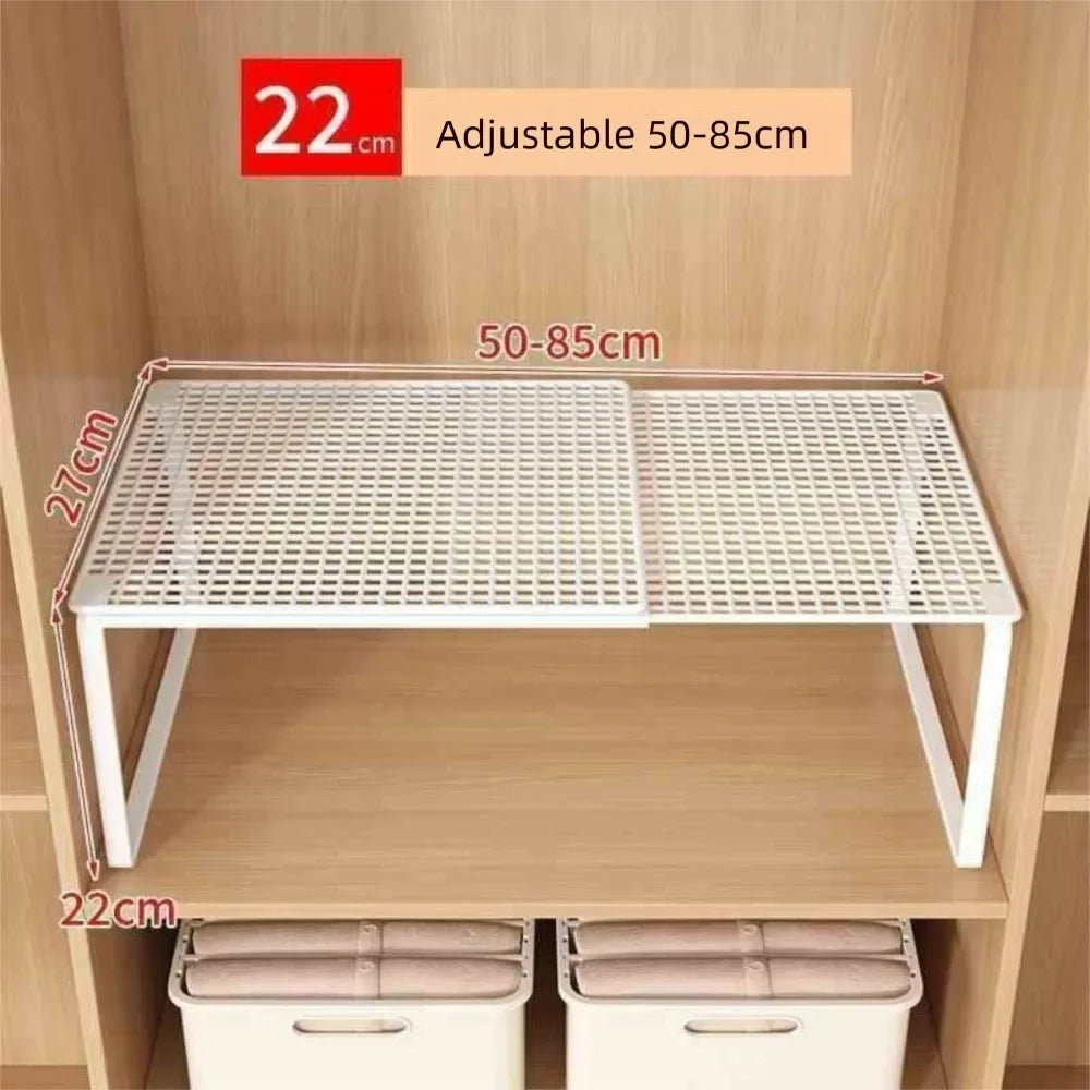 DIY Metal Closet Shelf Adjustable Wardrobe Organizer Expandable Retractable Stackable Shelves Bathroom