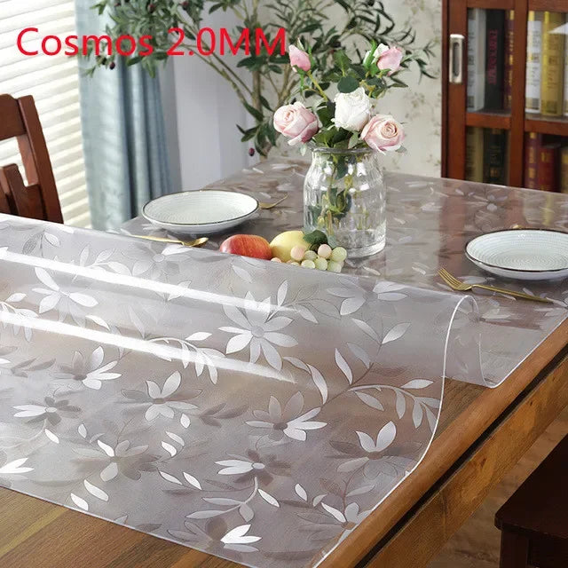 Transparent tablecloth PVC 3.0mm thick waterproof, oil resistant, heat-resistant transparent dining table mat 1pc