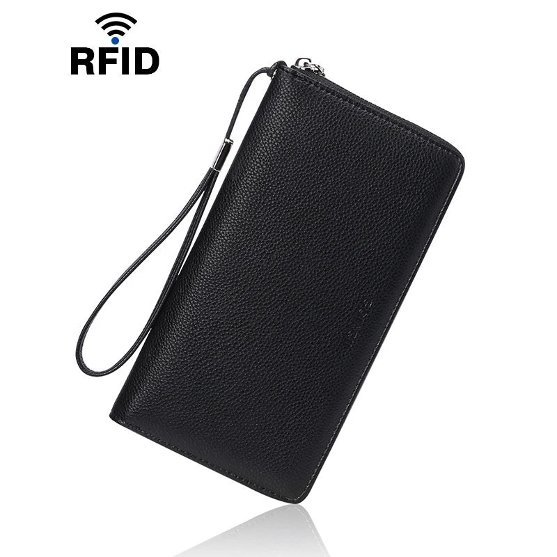 RFID Anti-theft Brush PU Women's Wallet Large Capacity Long European American Women's Multi Card Wallet In Stock Holder Pack Bag