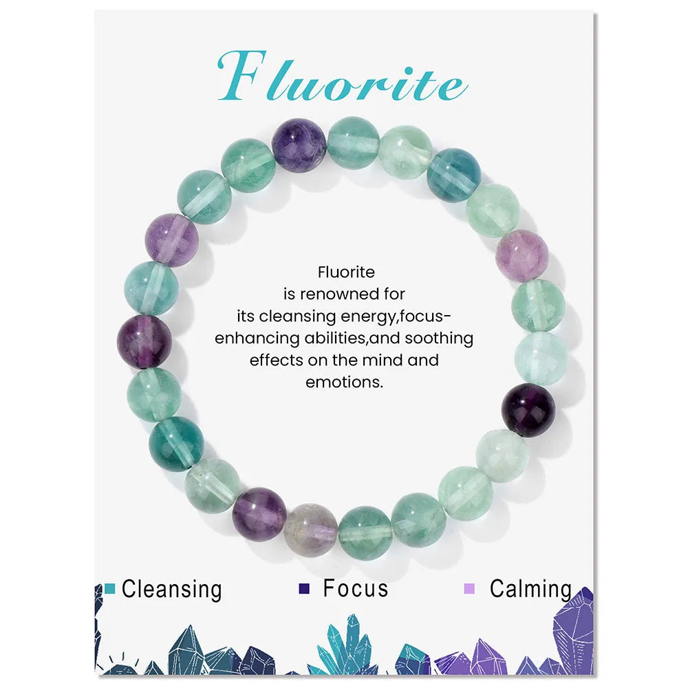 8mm Natural Stone Beads Bracelet Amethysts Lapis Lazuli Rose Pink Quartzs Crystal Stretch Bracelet With Card For Women Men Gift