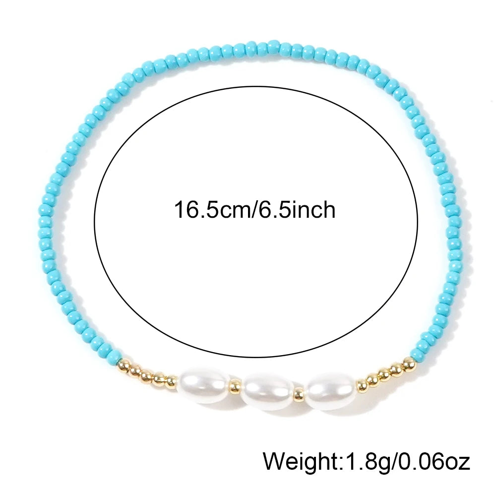 1pc Women's Fashion Bracelet Bohemian Style Multi colored Glass Bead Imitation Pearl Bead Bracelet for Daily Versatile Gifts