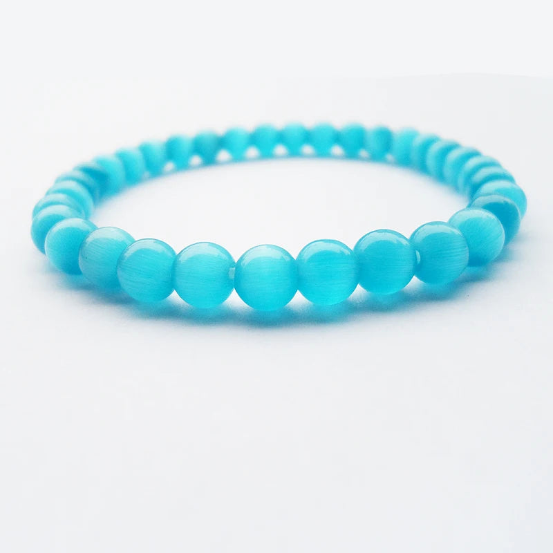 official-website tiki по 1 грн все Natural DIY 6MM Blue Cats Eye Bracelet Women Semi Precious браслет Beaded Pulseras Jewelry