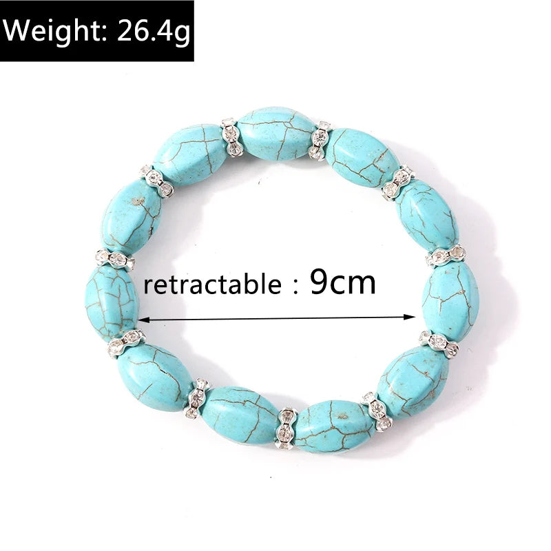 Aihua New Turquoise Stone Beads Bracelets for Women Men Natural Stone Charm Bracelet Bangles Wristband Fashion Jewelry Wholesale