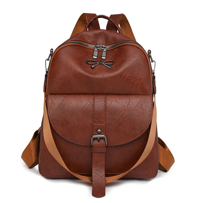 Tejesa Women's Leather Casual Backpack Waterproof Middle and High School Students Cross Shoulder Single Shoulder Handbag