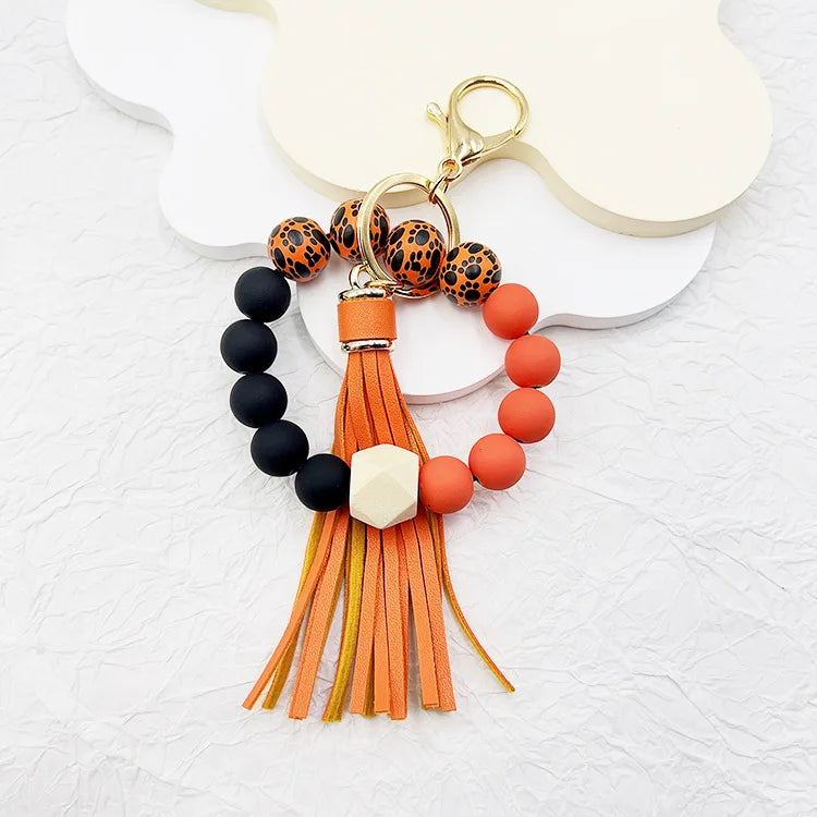 Hemasa Silicone Beads  Keychain Bracelet  with Tassels for Women
