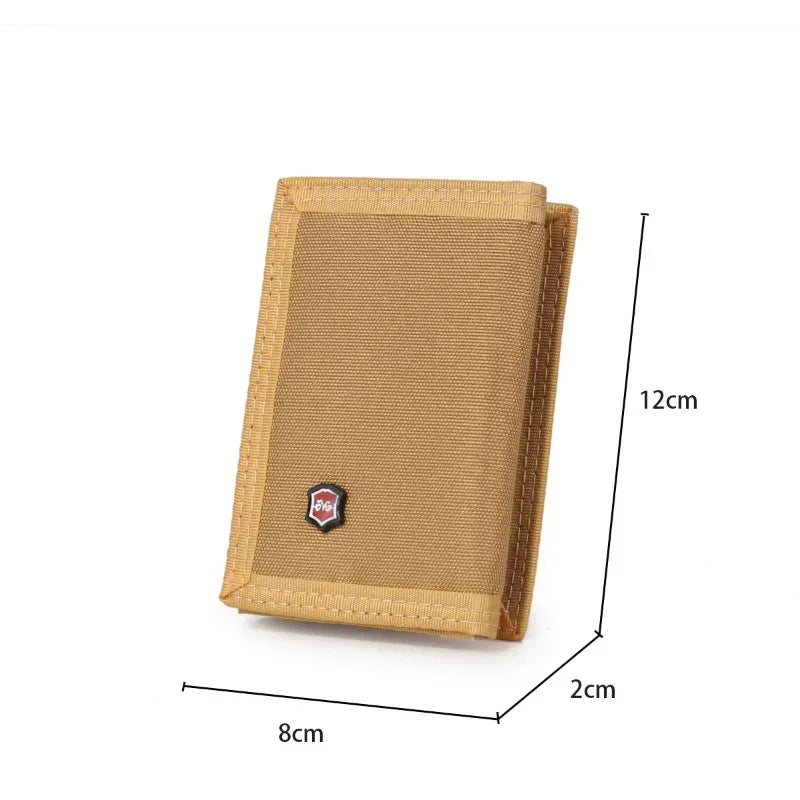 Men'S 5 Colors Korean Tri-Fold Coin Purse Canvas Wallet Solid Color Fashion Slim Multifunctional Classic Portable Card Holder
