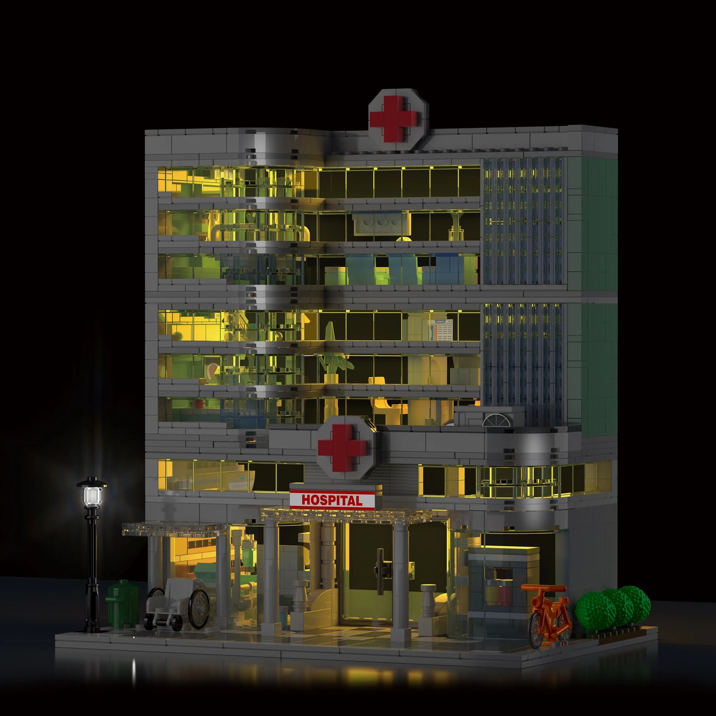 NEW City Street View Building Blocks Hospital Modular Architecture Sets With Lights Assemble Creative Bricks Toys For Kids Gifts