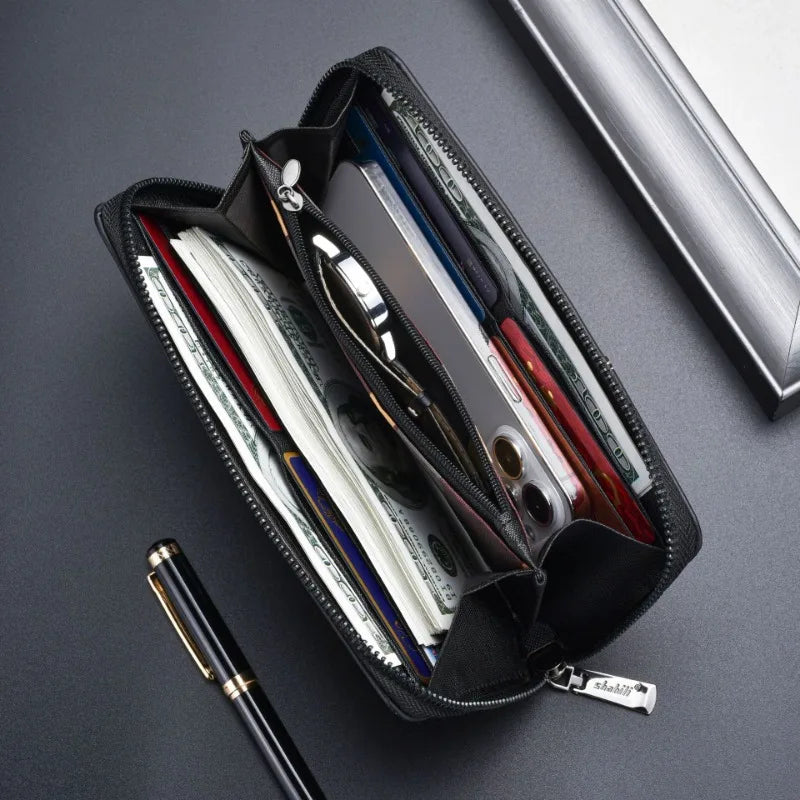 Leather Wallets Men's Long New Hot Men Design Causal Purses Male Folding Wallet Coin Card Holders High Quality Slim Money Bag