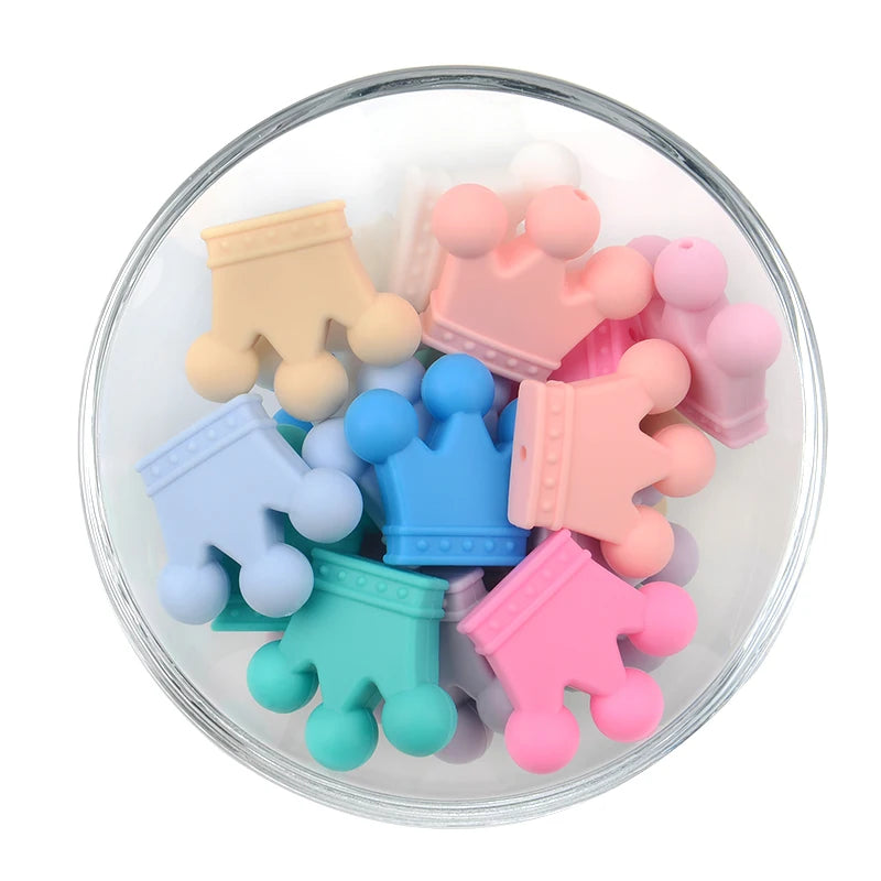 10PCS Crown Silicone Beads Baby Teething Toys Food Grade Silicone Butterfly DIY Pacifier Chain Pendant Accessories Baby teethers