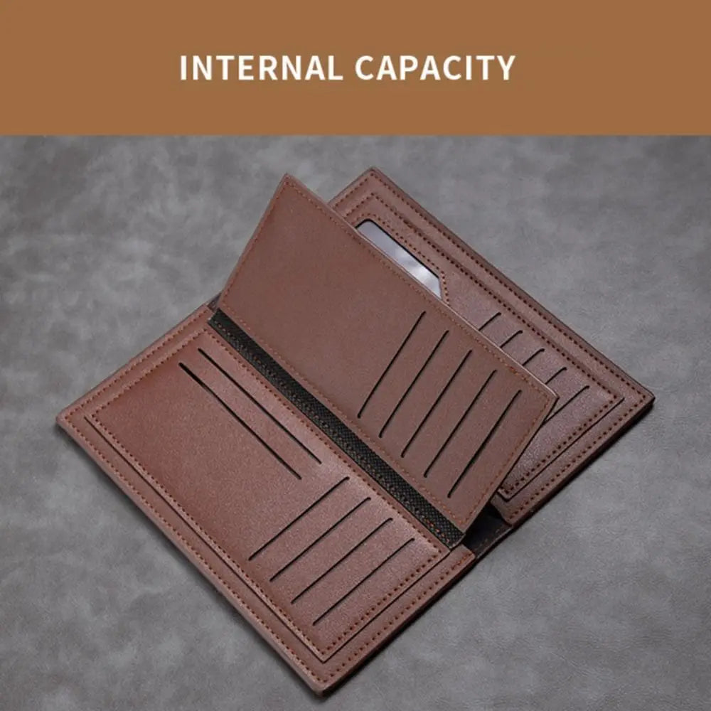 New PU Leather Long Wallet Multiple Slots Thin Men Wallet Coin Purse Men