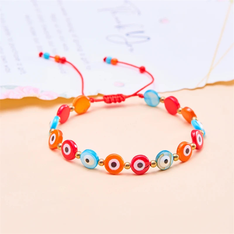 New Design Handmade Evil Eye Bracelets Blue Red Colorful Resin Beads Bracelet For Women Lucky Turkish Fashoin Jewelry Gifts