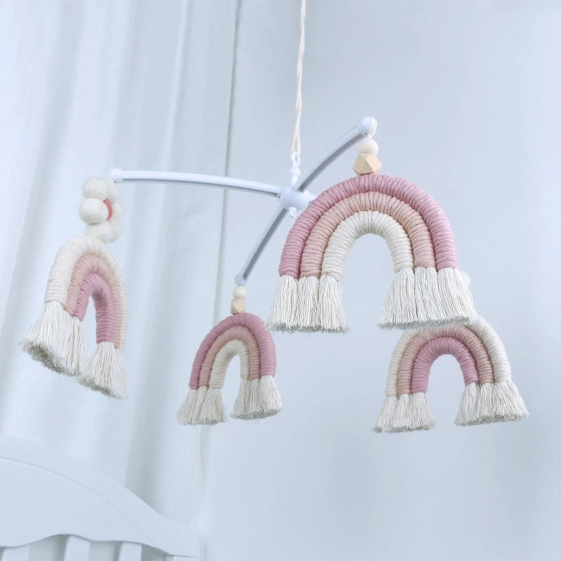 Hemasa Handmade Rainbow  Baby  Mobile Rattle Musical Rattles Kids Girls Bedroom Hanging Decor