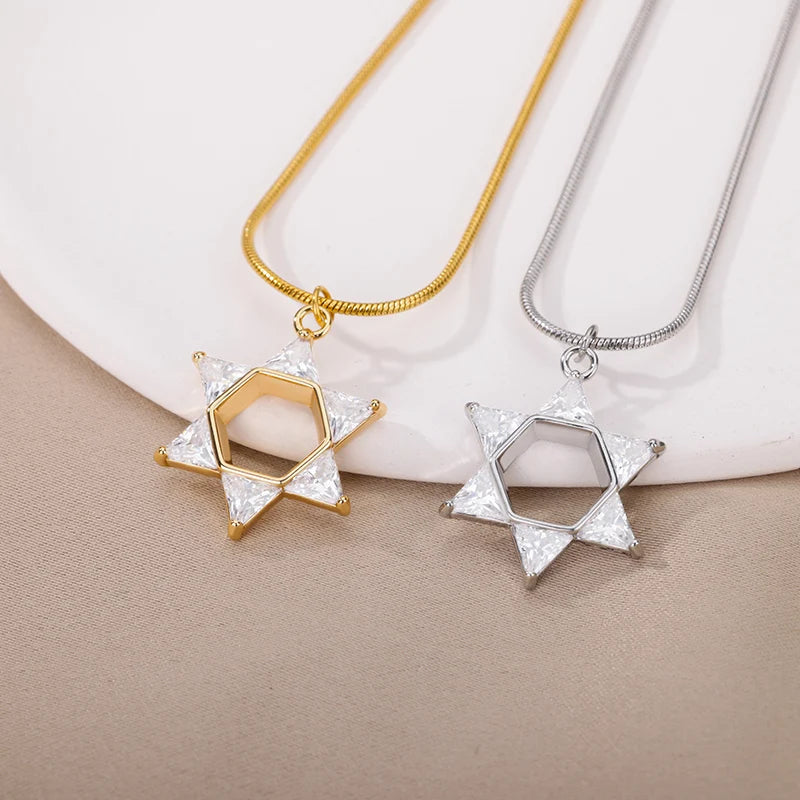Hemasa  Star Pendant Stainless Steel Necklaces for Women/StarZirconi Necklace Jewelry Gift