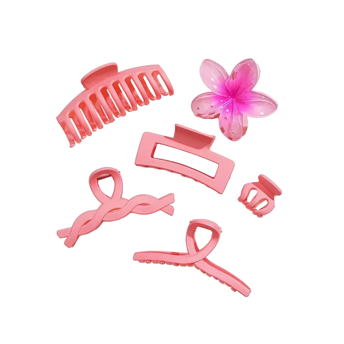 Tejesa 6pcs/set ins fresh sweet girl pink and purple series frangipani grab clip set, hair ornament shark clip