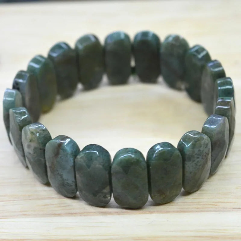 Natural 10x14mm Oval Shape Faceted Elastic Cord Stone Agates Turquoise Obsidian Amethyst Bracelets Bangles Femme for Women