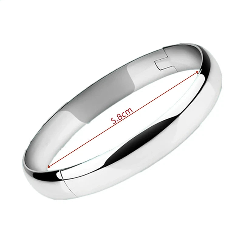 New 925 Sterling Silver Openable Glossy Solid Bracelet Bangle Simple Round Bangle For Women Wedding Engagement Party Birthday Gi