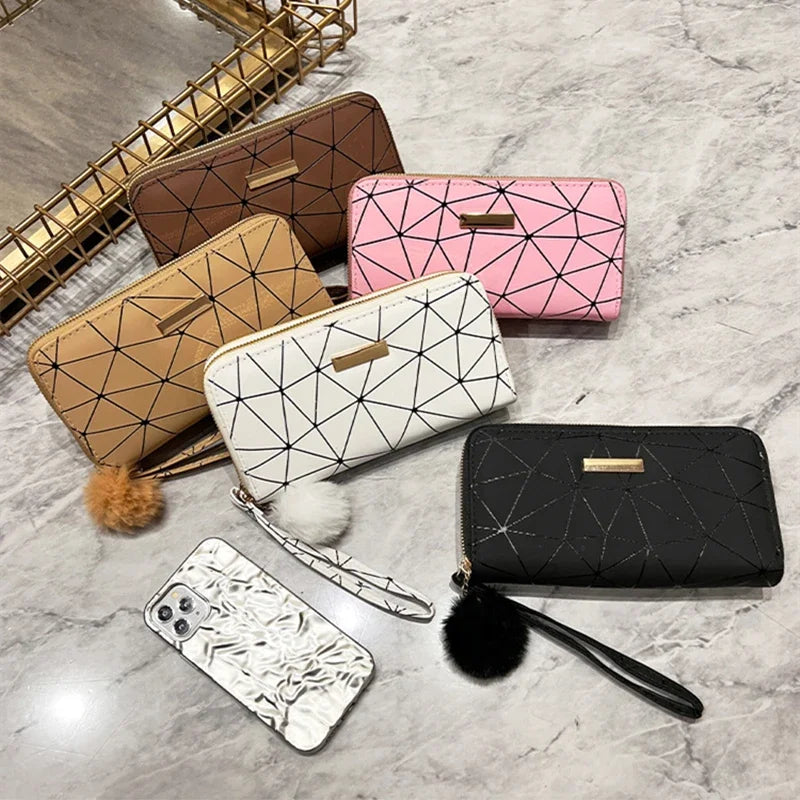 Popular Fashion Zipper Wallets Womens Long Purses Handbags Coin Purse Cards Holder PU Leather Billfold Wallet