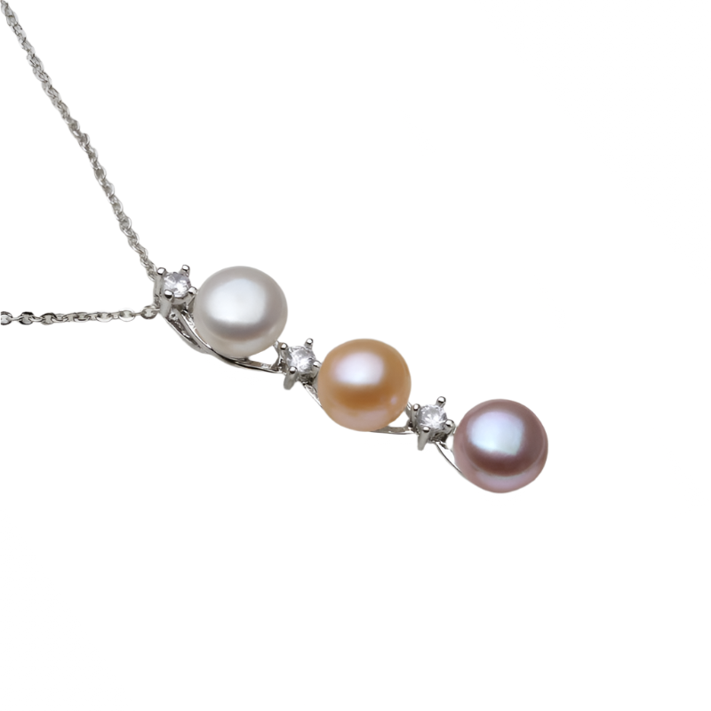 Hemasa  Multicolor Pearl pendant Freshwater Three beads pendant Necklace  for women wedding party Daily gift