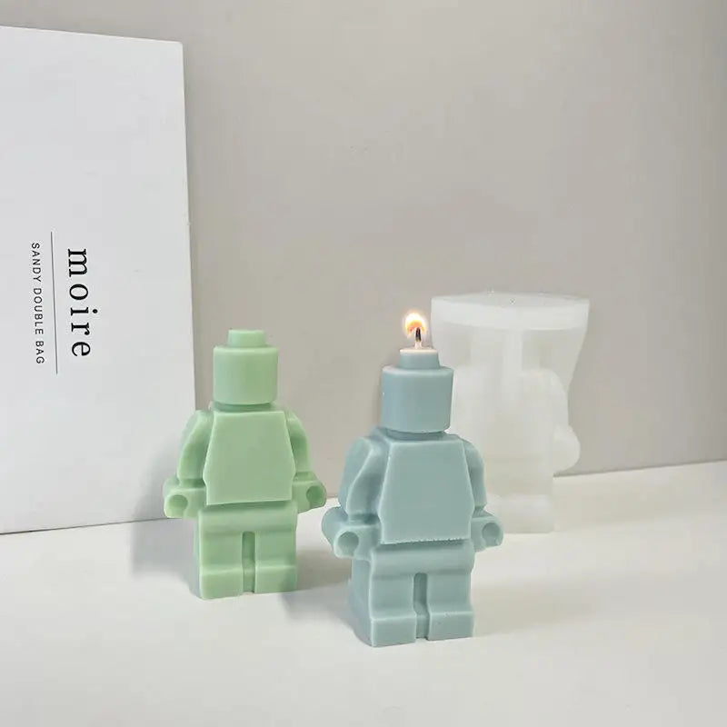 B0016 Home Decoration Christmas Gifts Craft Supplies DIY Lego Animal Cute Robot Silicone Candle Mold