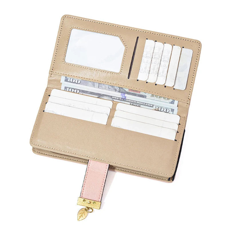 Hemasa Women Wallet PU Leather Purse Long  Wallet Gold Hollow Leaves For Women /Coin Purse/ Card Holders /Clutch