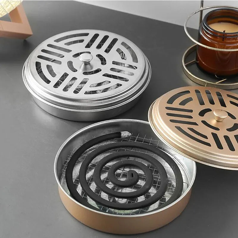 Portable Mosquito Coils Holder Large Hotel Metal Repellent Rack with Cover Saft Mosquito Coil Tray Summer Anti-mosquito Supplie