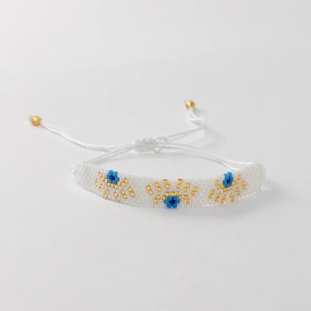 Bohemia Rice bead bracelet Geometry Eye Multiple colors Hand weaving Female Popular Personality Adjustable Beaded bracelet