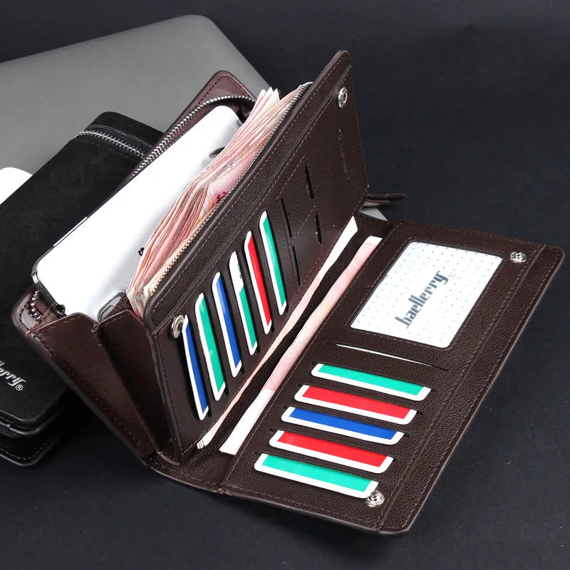 Men's Wallet Long Retro Style PU Leather Credit Card Holder High-Quality Business Simplicity Portable Phone Bag