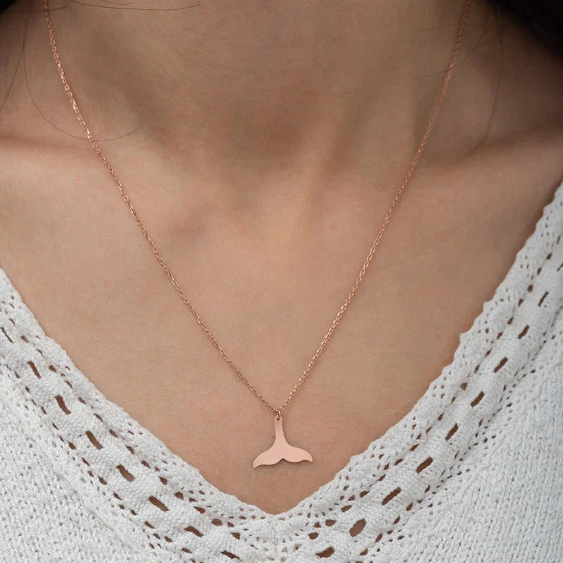 Hemasa Stainless Steel  Fish Tail Pendant Choker Necklaces For Women Wedding Party Gifts