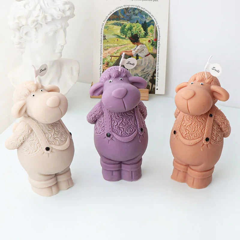 3D Overalls Sheep and Unicorn Candle for Home Decor