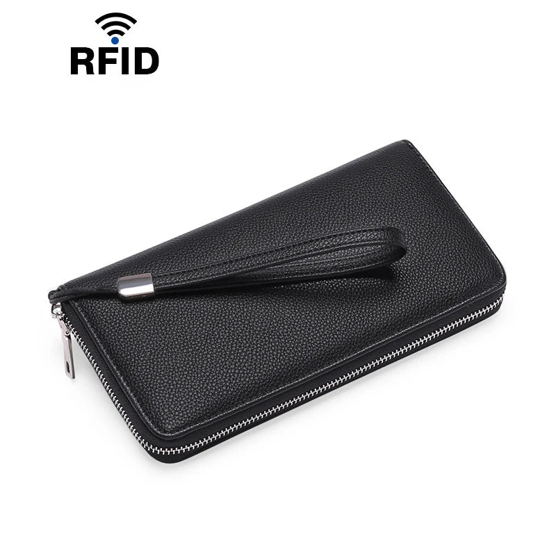 RFID Anti-theft Brush PU Women's Wallet Large Capacity Long European American Women's Multi Card Wallet In Stock Holder Pack Bag