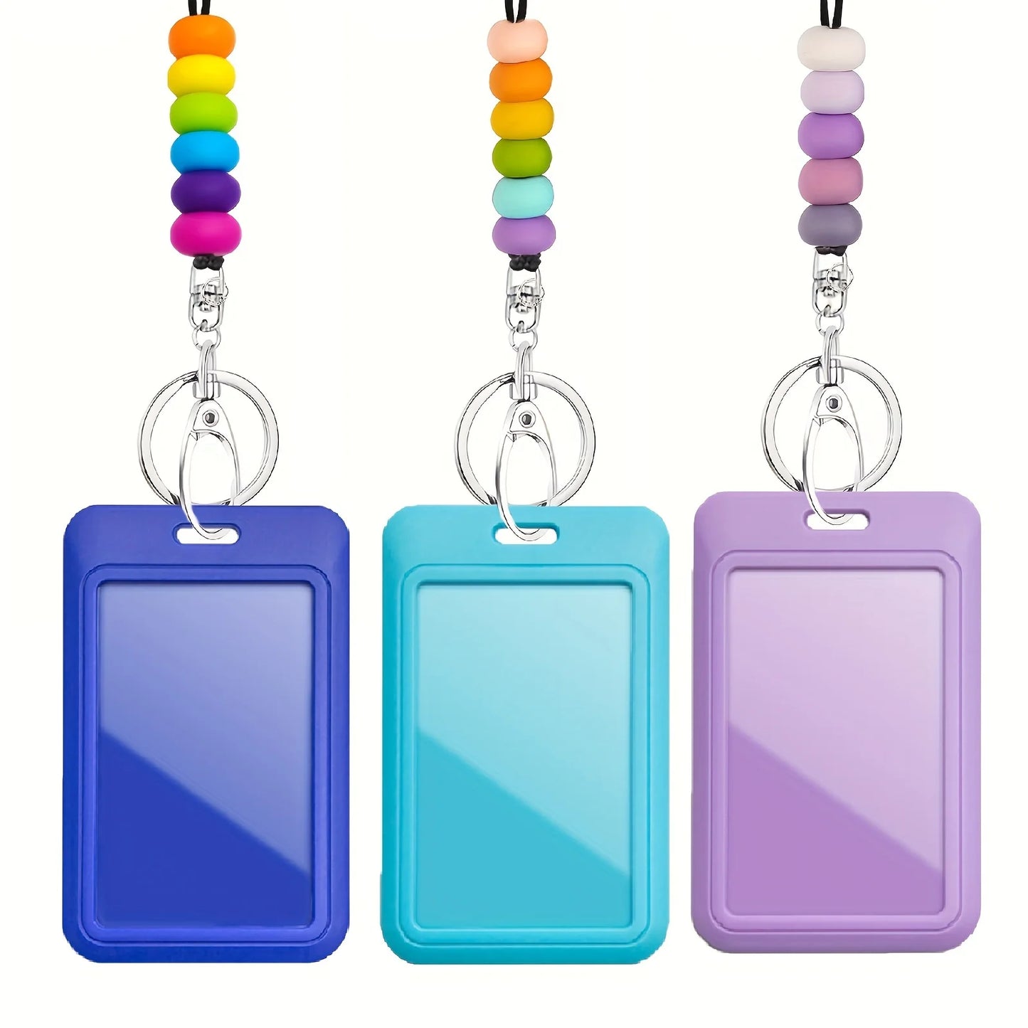 Silicone Beaded Neck Breakaway Teacher Lanyard with Sliding ID Card Badge Holder for Keys,Keychain,Great Gifts for Women,Staff