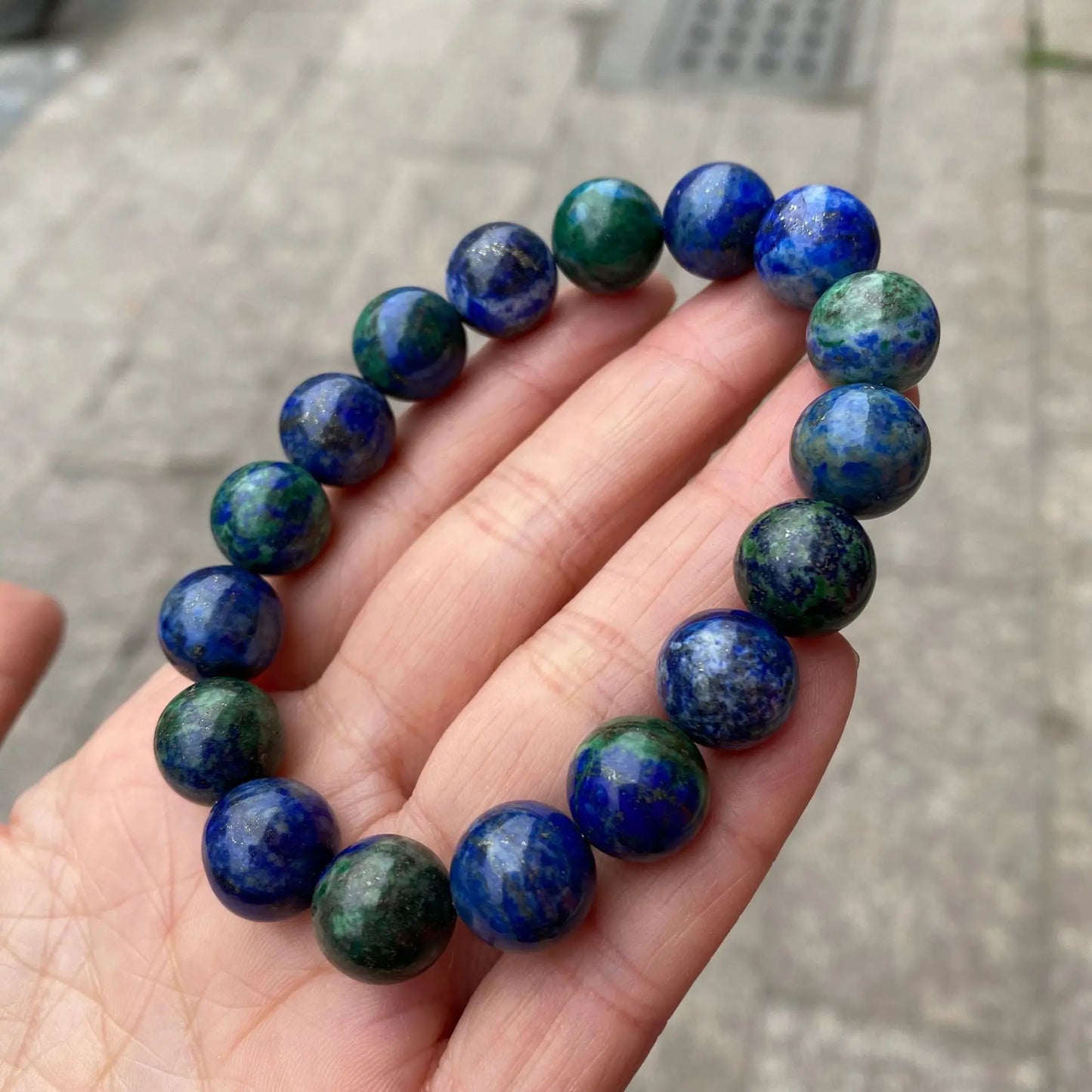 Azurite Natural Stone Bead Bracelet For Men Women Blue Malachite Energy Crystal Aura Healing Yoga Elastic Couple Jewelry