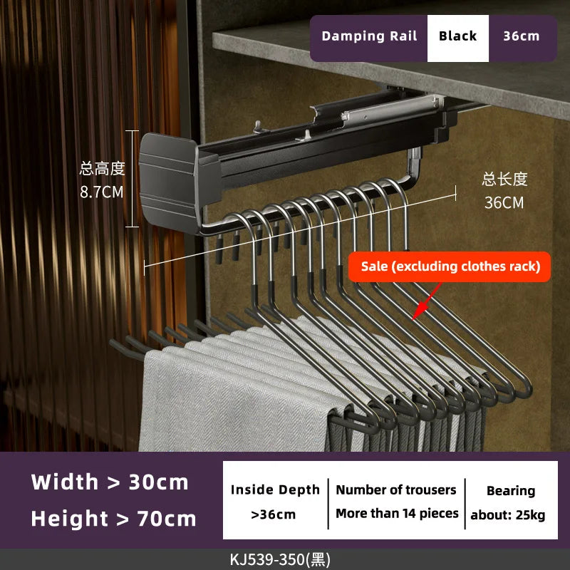 Hemasa Wardrobe Clothing Holders Trousers Racks Cabinet Clothes Storage Rack Pants Shelves Push-pull Damping Rack