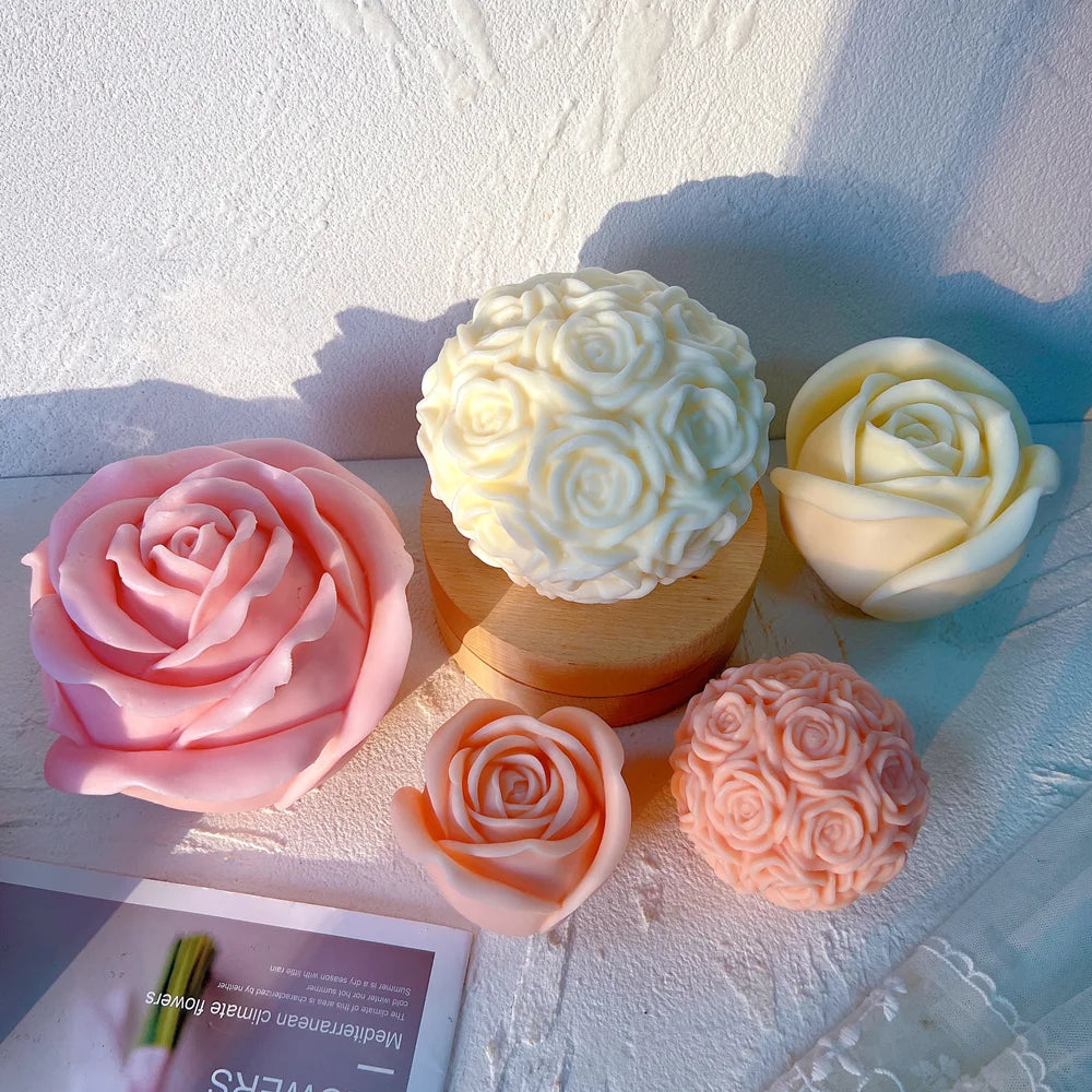 3 Sizes Rose Shaped Candle Mould Valentine's Day Gift idea