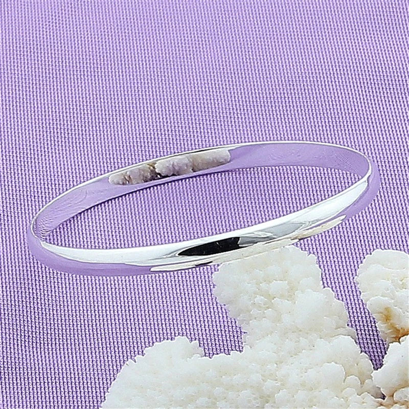 New 925 Sterling Silver Openable Glossy Solid Bracelet Bangle Simple Round Bangle For Women Wedding Engagement Party Birthday Gi