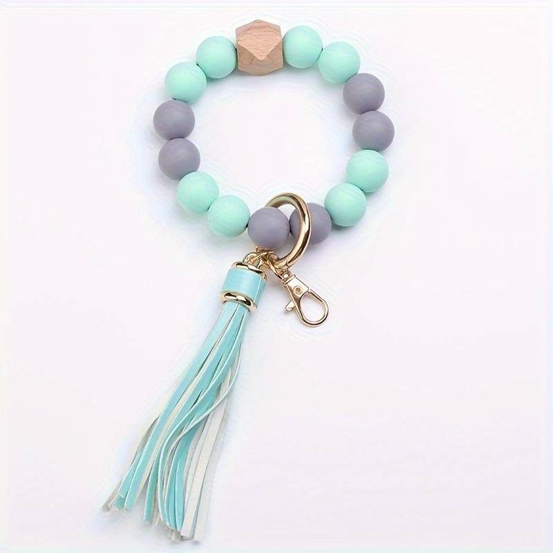 Silicone Beads with Daisy Flower Bracelet with Tassels