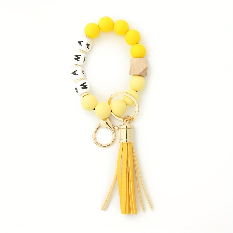 New MAMA Silicone Bead Bracelet Women's Keychain Silicone Hand String Cross-border Popular Jewelry