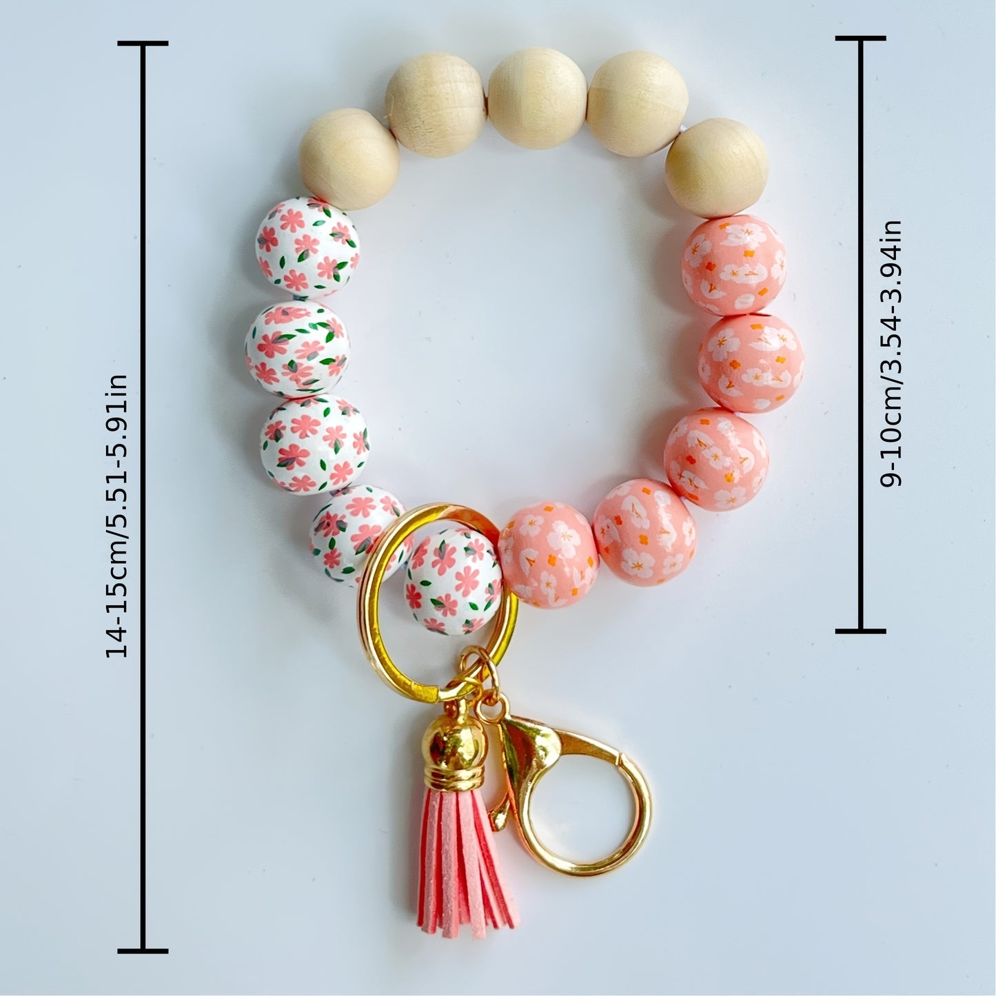 Summer Vacation Floral Wooden Bead Keychain With Tassel - Chic Boho Car & Bag Accessory For Women Summer Purses For Women Purse Charms For Handbags