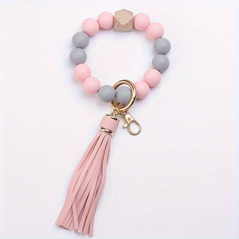 Silicone Beads with Daisy Flower Bracelet with Tassels