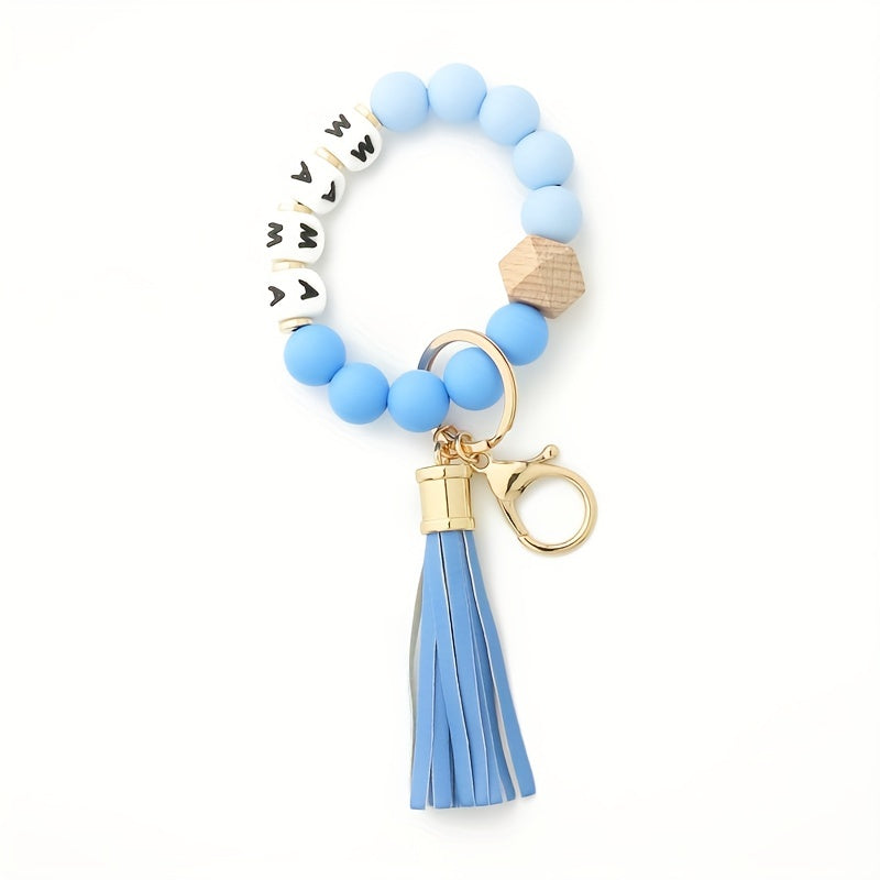 New MAMA Silicone Bead Bracelet Women's Keychain Silicone Hand String Cross-border Popular Jewelry