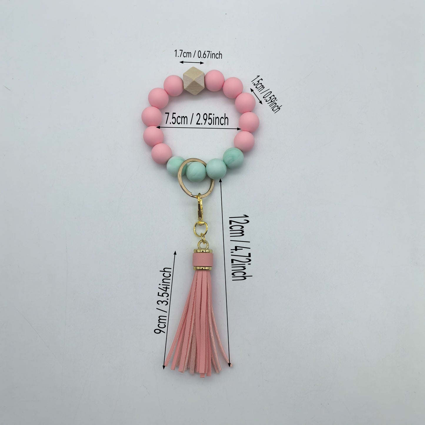 Silicone & PU Leather Tassel Keychain - Fashionable Beaded Wristlet, Decorative Keyring, Lobster Clasp Closure, Accessory for Bags & Cars, Festive New Year Gift, Single Piece