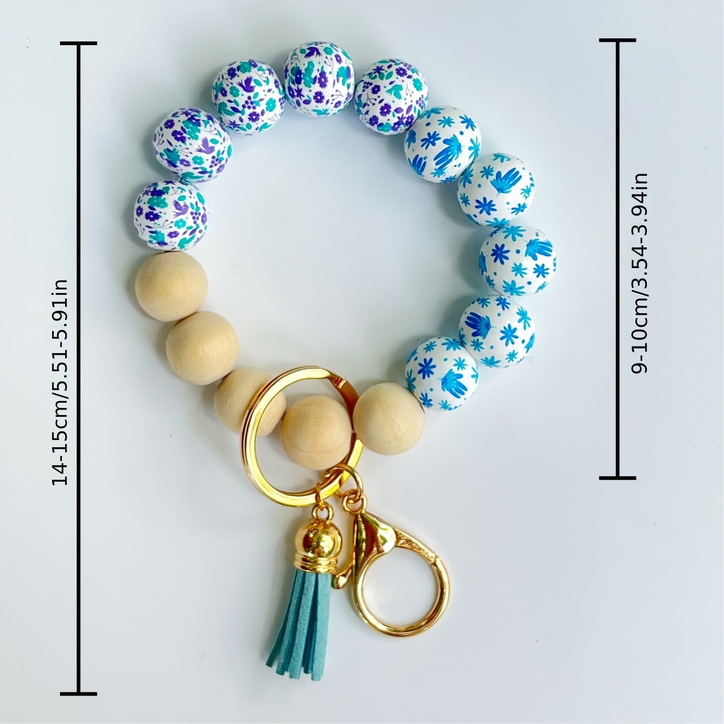 Summer Vacation-Inspired Floral Wooden Bead Keychain With Tassel Charm - Perfect For Car Keys, Backpacks & Wallets Cute Keychains For Women Cute Keychain Accessories