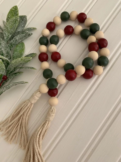 Christmas decoration wooden beads garland /Red wooden bead Garland/wooden bead garland
