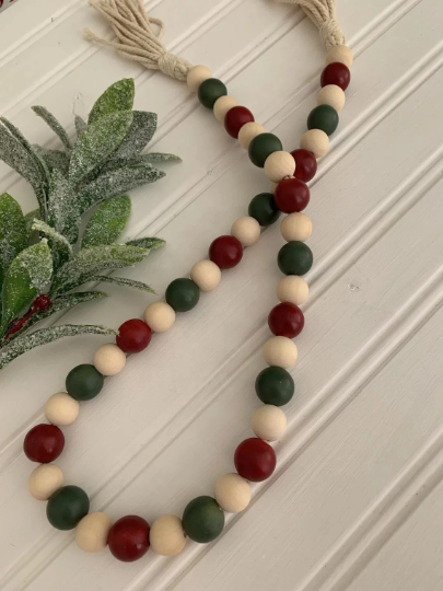 Christmas decoration wooden beads garland /Red wooden bead Garland/wooden bead garland