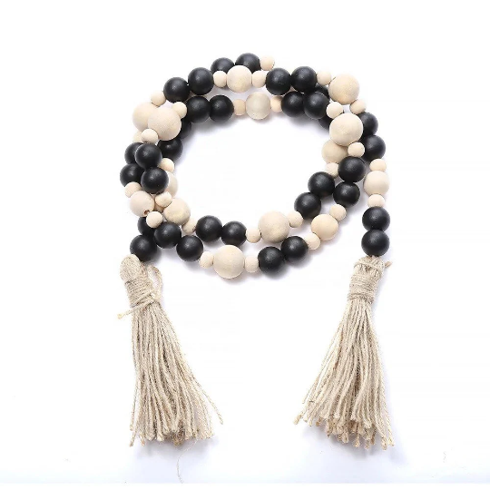Black and white wooden beads Garland ,wooden beads decor / home decor