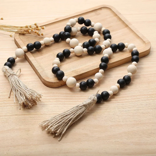 Black and white wooden beads Garland ,wooden beads decor / home decor