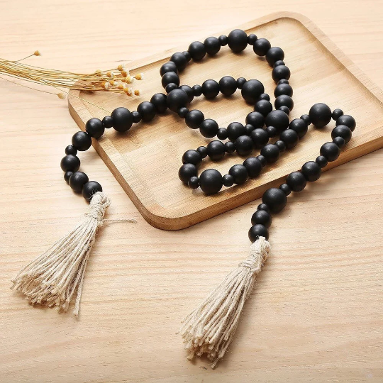 Black and white wooden beads Garland ,wooden beads decor / home decor