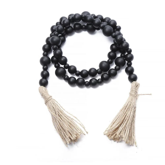 Black and white wooden beads Garland ,wooden beads decor / home decor