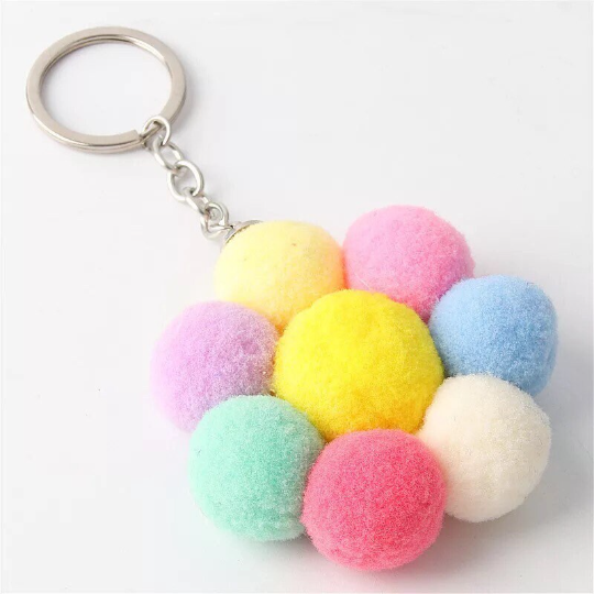 Pom pom flower Keychain