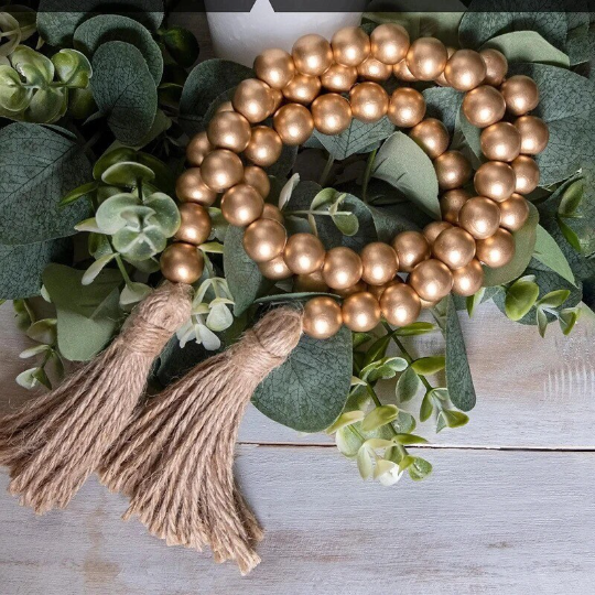 Gold colour wooden beaded garland